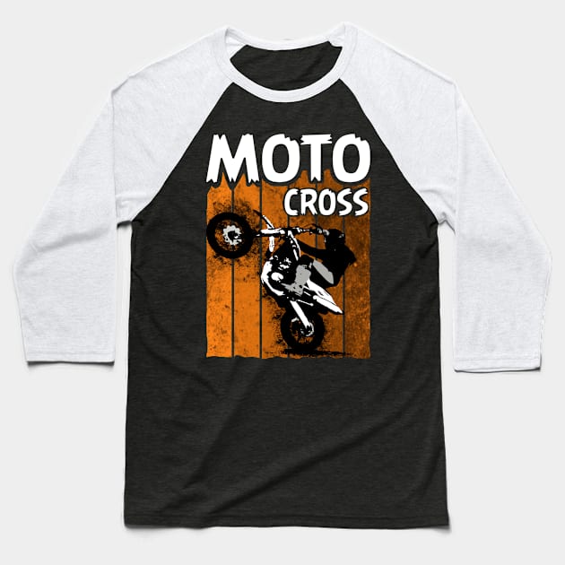 Cool Motocross Rider, Motocross Frestyle Champion, Motocross Baseball T-Shirt by Jakavonis